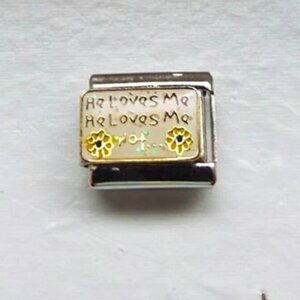 He Loves me He Loves me not enamel 9mm stainless steel italian charm link new